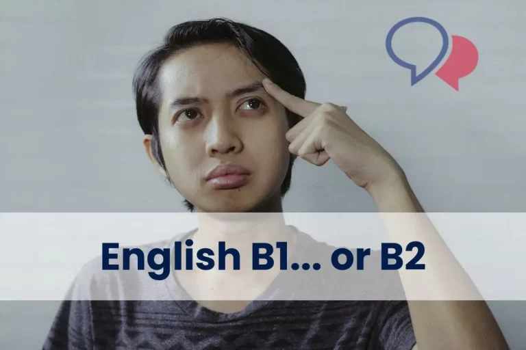 Chico piensa las diferencias entre el nivel B1 y B2 de inglés